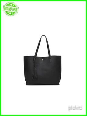 Soft Faux Leather Tote Shoulder Bag Big Capacity Tassel Handbag